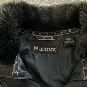 Marmot fur collared nylon puff jacket.